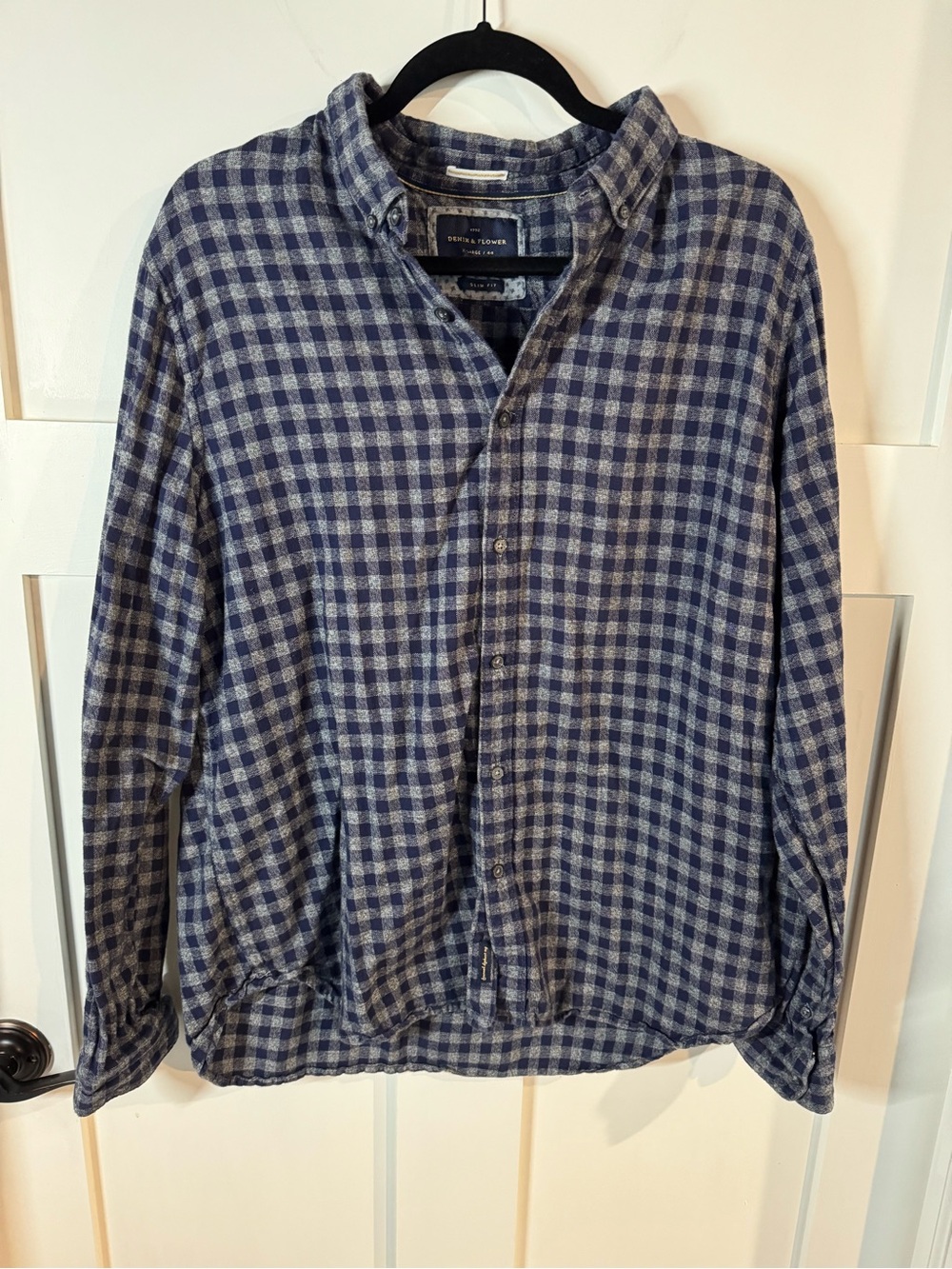 Denim & Flower Blue and Gray Check Button-Down Shirt